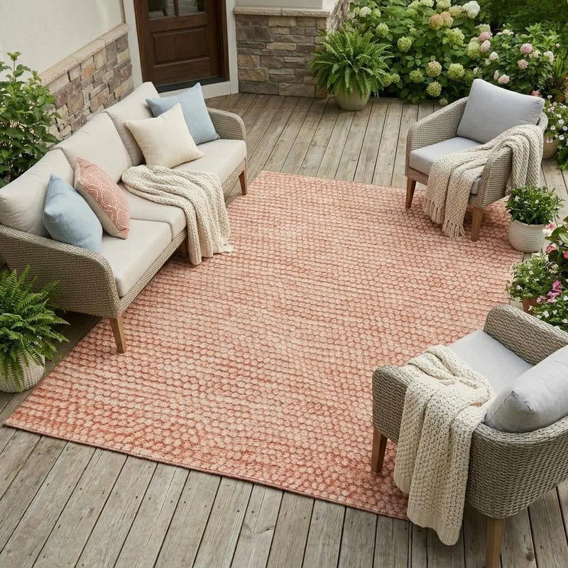 10' X 14' Orange And Salmon Striped Washable Indoor Outdoor Area Rug Homeroots Outdoor