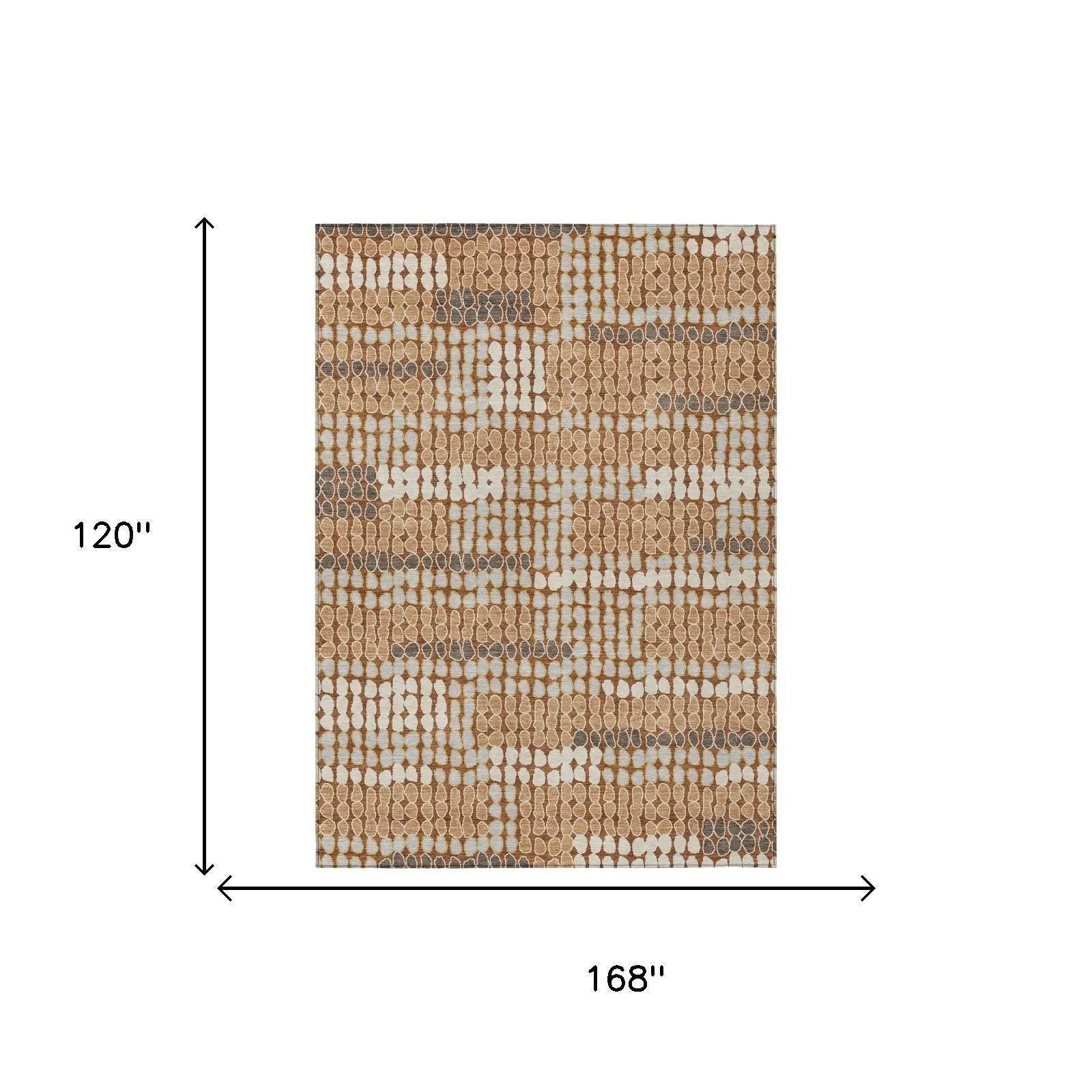 10' X 14' Orange And Silver Geometric Washable Indoor Outdoor Area Rug Homeroots Outdoor