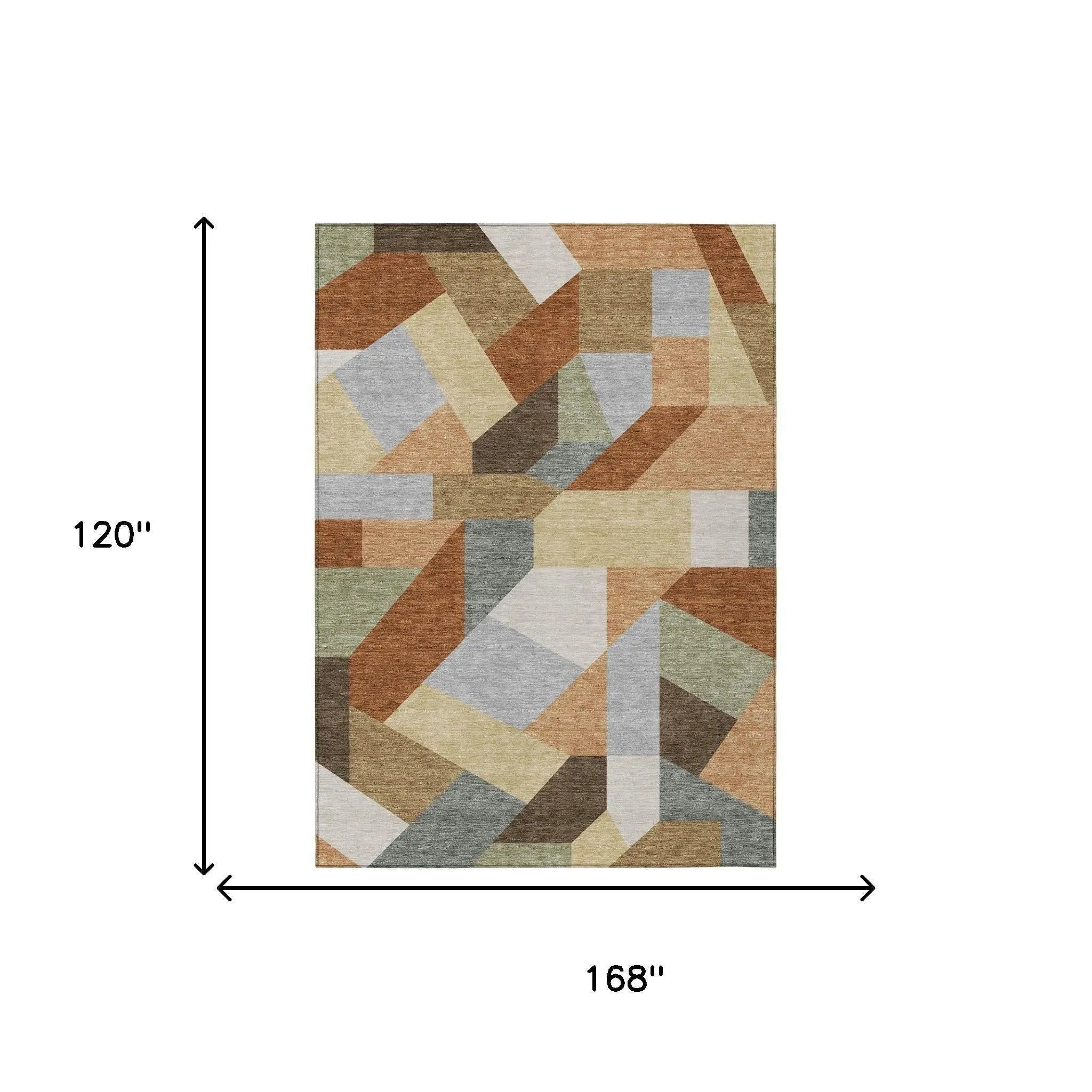 10' X 14' Orange And Silver Geometric Washable Indoor Outdoor Area Rug Homeroots Outdoor