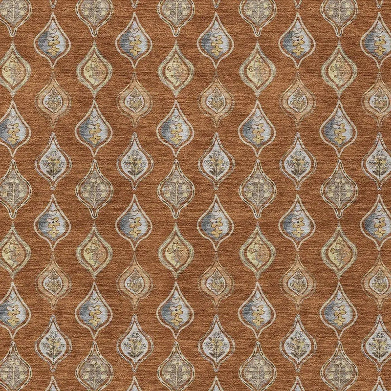 10' X 14' Orange And Taupe Floral Washable Indoor Outdoor Area Rug Homeroots Outdoor