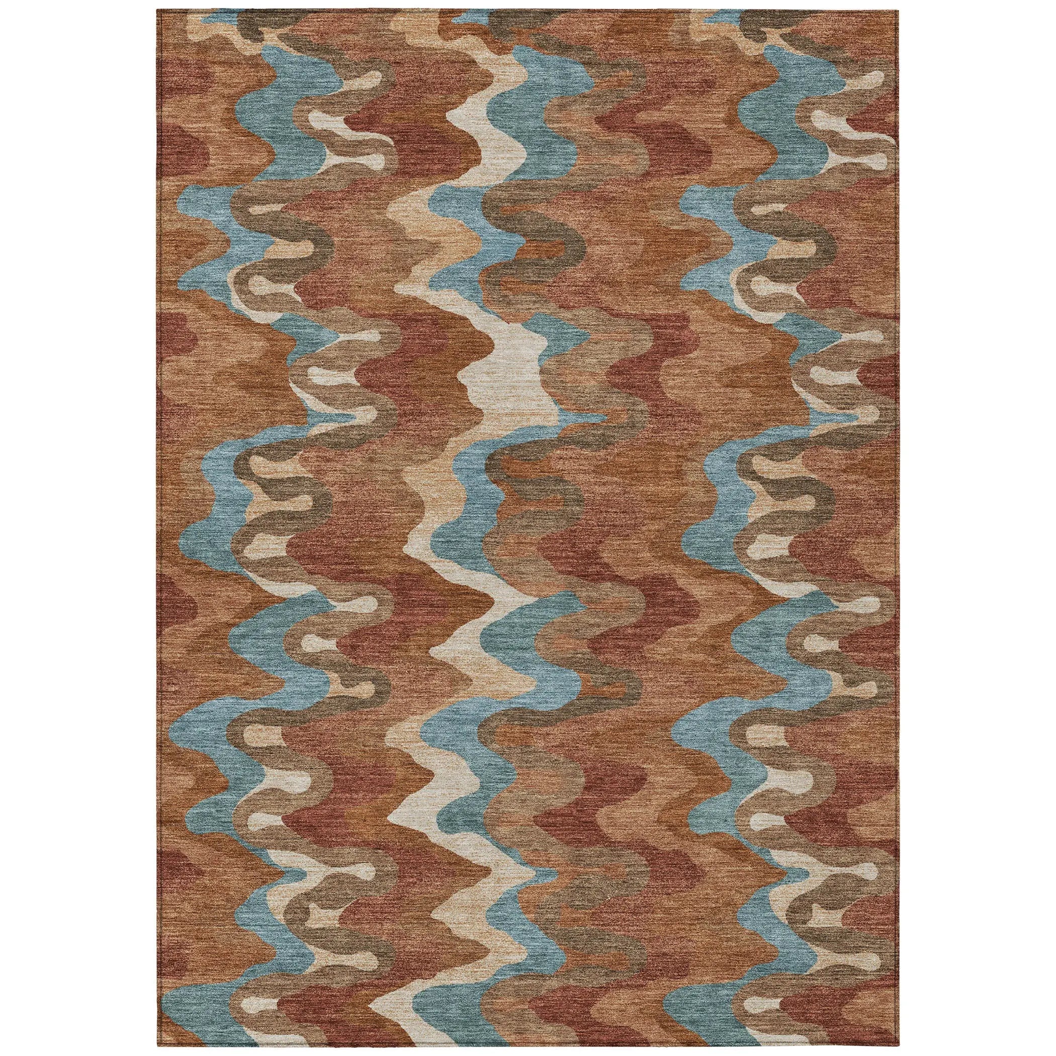 10' X 14' Orange And Teal Blue Abstract Washable Indoor Outdoor Area Rug Homeroots Outdoor