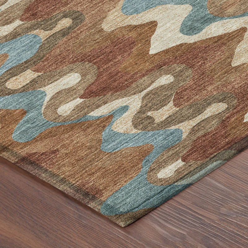 10' X 14' Orange And Teal Blue Abstract Washable Indoor Outdoor Area Rug Homeroots Outdoor