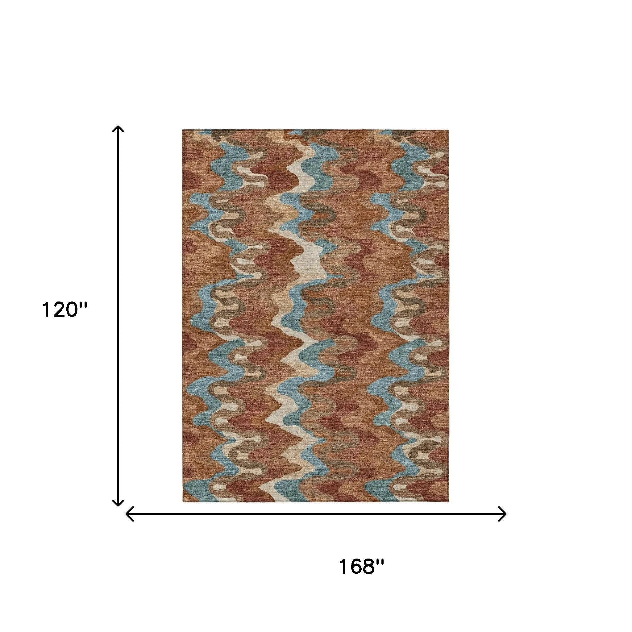 10' X 14' Orange And Teal Blue Abstract Washable Indoor Outdoor Area Rug Homeroots Outdoor