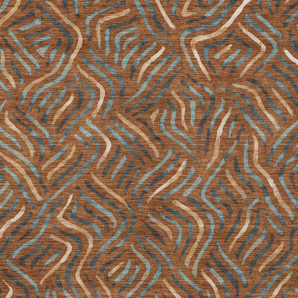 10' X 14' Orange And Teal Blue Abstract Washable Indoor Outdoor Area Rug Homeroots Outdoor
