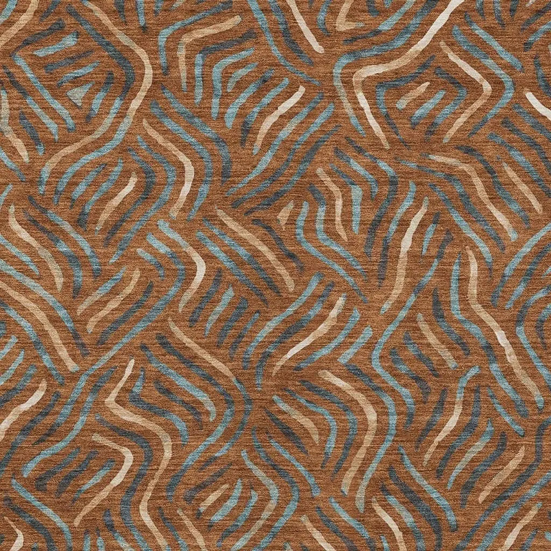 10' X 14' Orange And Teal Blue Abstract Washable Indoor Outdoor Area Rug Homeroots Outdoor