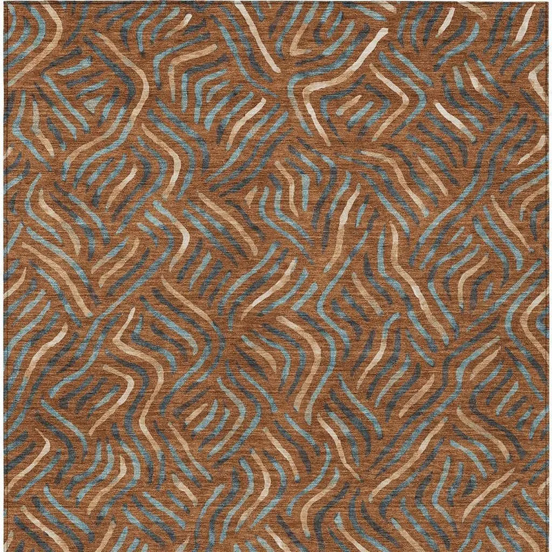 10' X 14' Orange And Teal Blue Abstract Washable Indoor Outdoor Area Rug Homeroots Outdoor