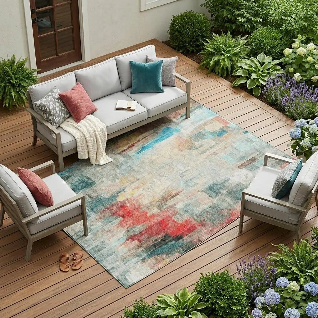 10' X 14' Pearl And Gray Abstract Washable Indoor Outdoor Area Rug Homeroots Outdoor