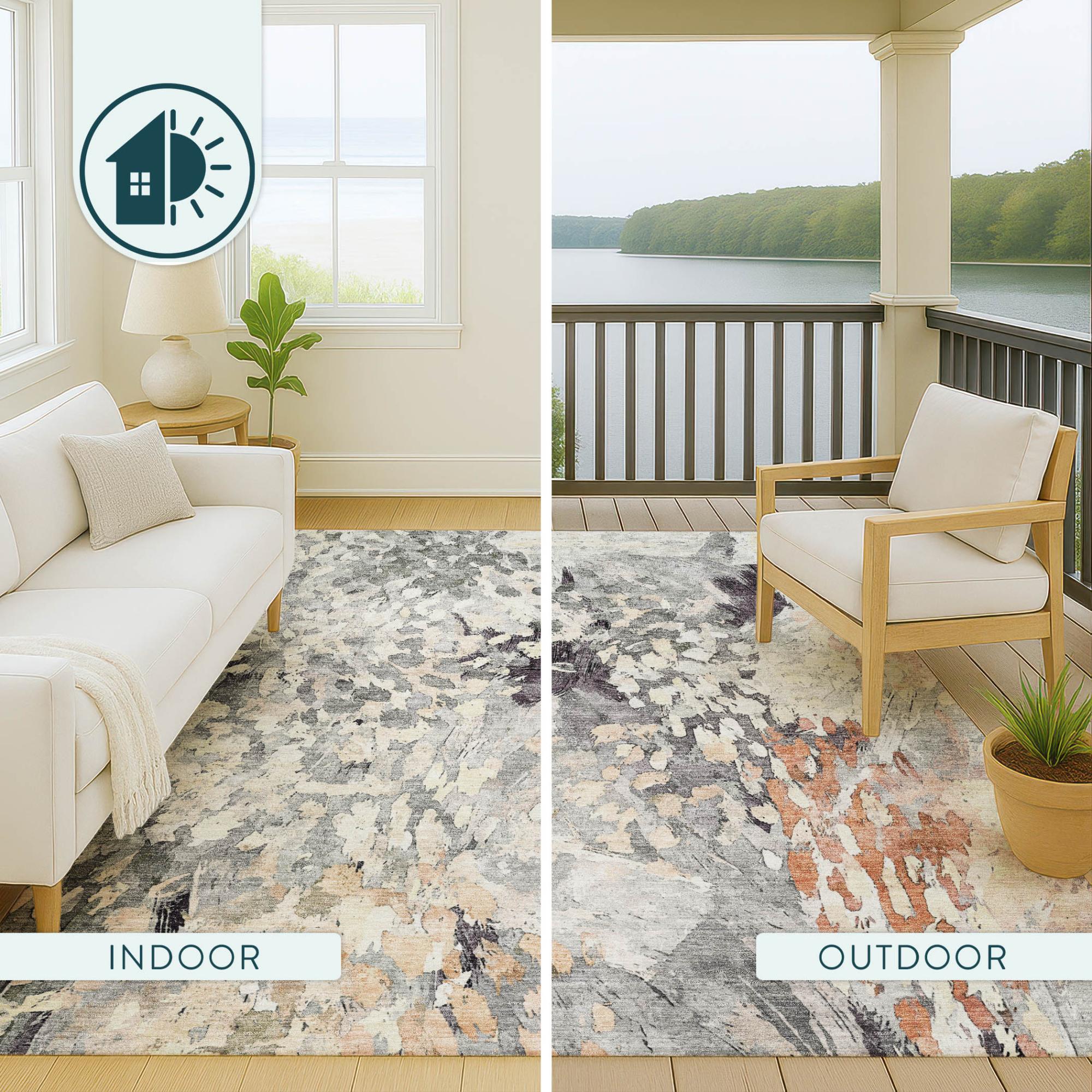 10' X 14' Pewter And Gray Abstract Washable Indoor Outdoor Area Rug Homeroots Outdoor