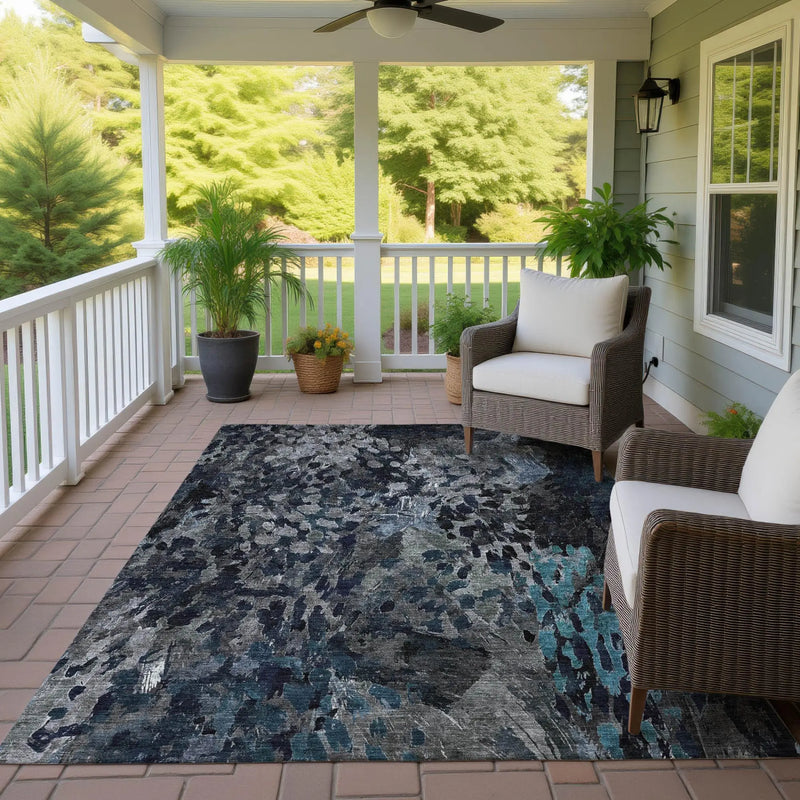 10' X 14' Pewter And Gray Abstract Washable Indoor Outdoor Area Rug Homeroots Outdoor
