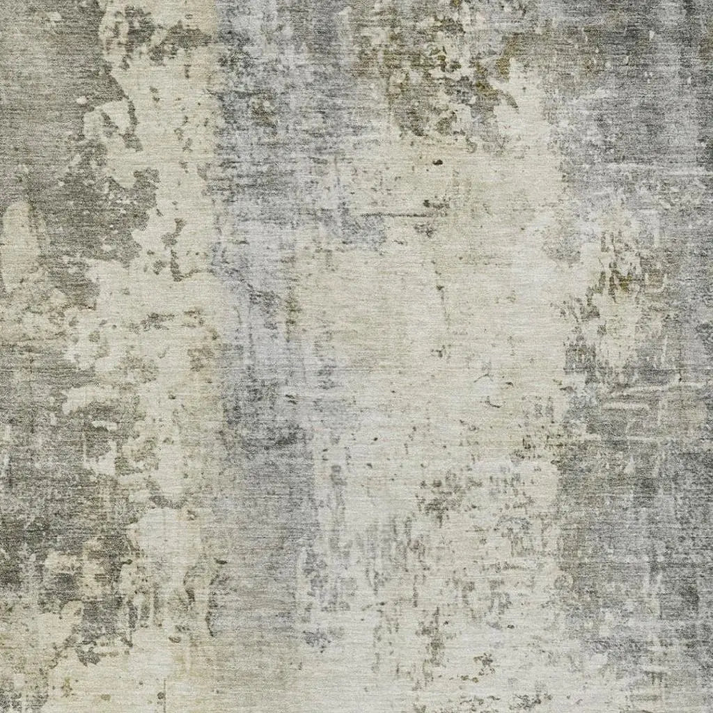 10' X 14' Pewter And Gray Abstract Washable Indoor Outdoor Area Rug Homeroots Outdoor