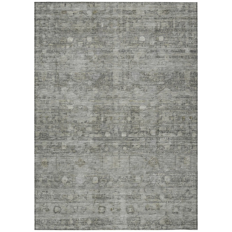 10' X 14' Pewter And Gray Geometric Washable Indoor Outdoor Area Rug - GreatEagleInc