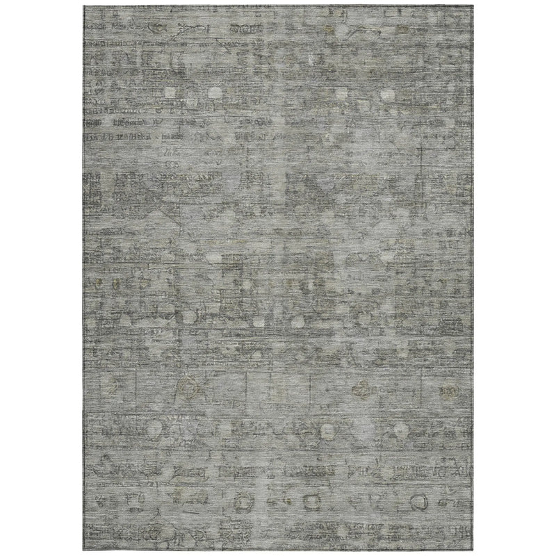 10' X 14' Pewter And Gray Geometric Washable Indoor Outdoor Area Rug - GreatEagleInc