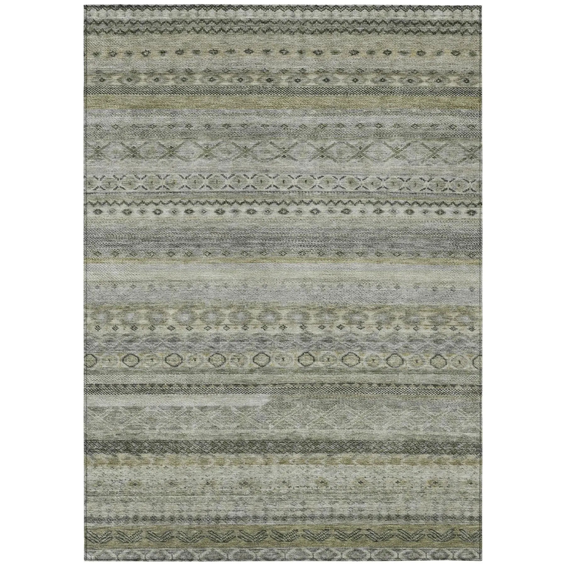 10' X 14' Pewter And Gray Striped Washable Indoor Outdoor Area Rug Homeroots Outdoor