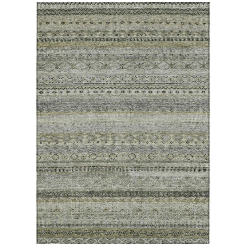 10' X 14' Pewter And Gray Striped Washable Indoor Outdoor Area Rug Homeroots Outdoor