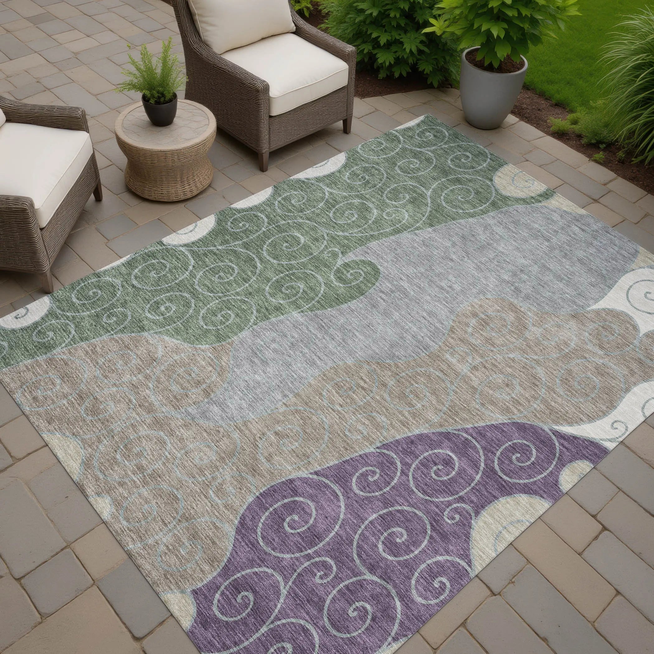 10' X 14' Pewter And Taupe Abstract Washable Indoor Outdoor Area Rug Homeroots Outdoor