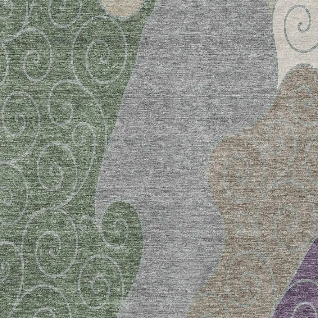 10' X 14' Pewter And Taupe Abstract Washable Indoor Outdoor Area Rug Homeroots Outdoor