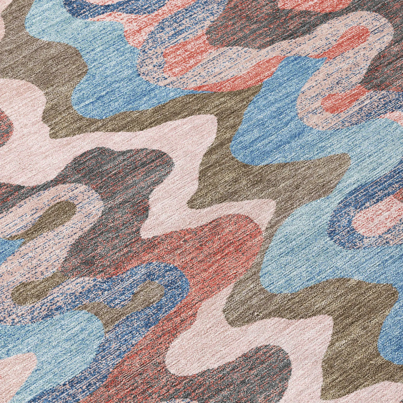 10' X 14' Pink And Coral Abstract Washable Indoor Outdoor Area Rug Homeroots Outdoor