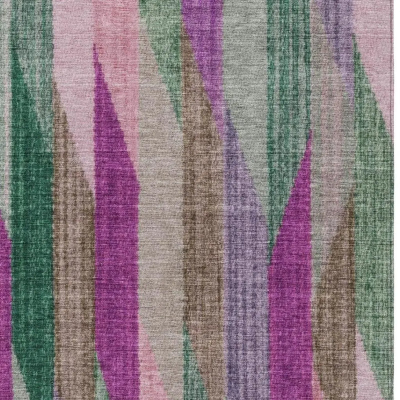 10' X 14' Pink And Green Striped Washable Indoor Outdoor Area Rug Homeroots Outdoor