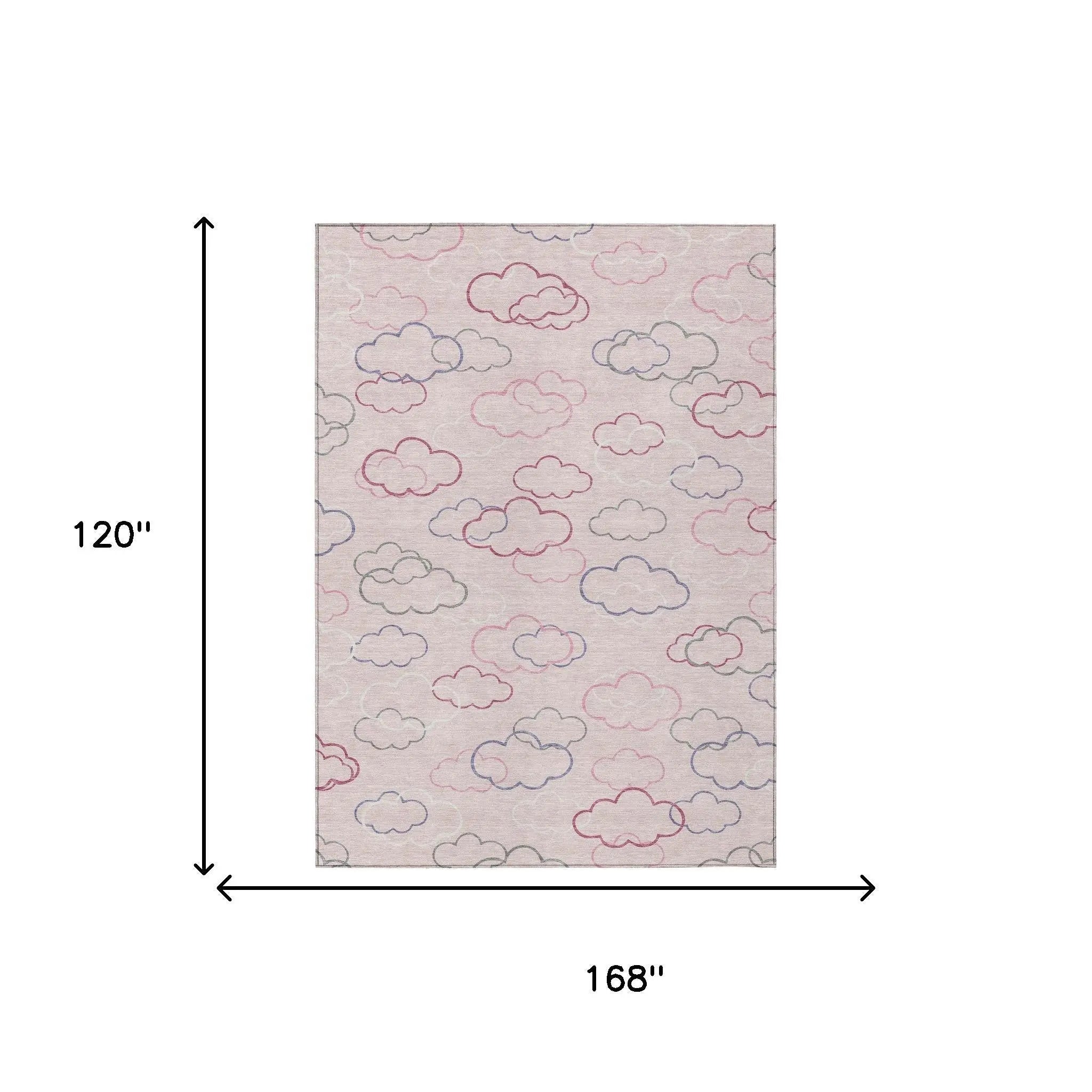 10' X 14' Pink And Ivory Abstract Washable Indoor Outdoor Area Rug Homeroots Outdoor