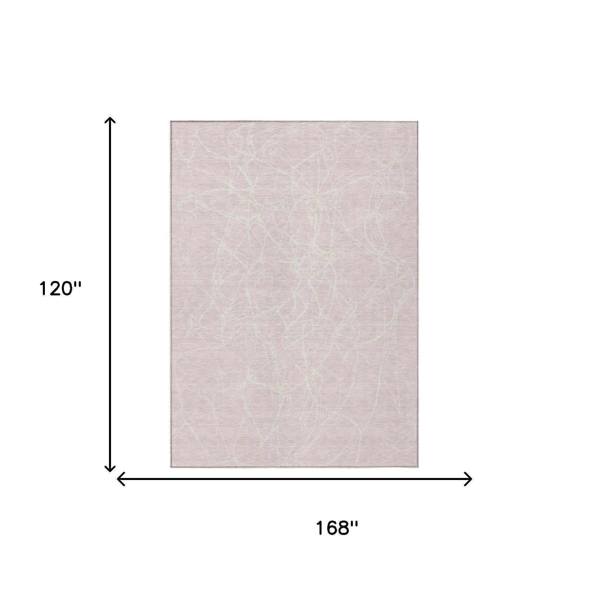 10' X 14' Pink And Linen Abstract Washable Indoor Outdoor Area Rug Homeroots Outdoor