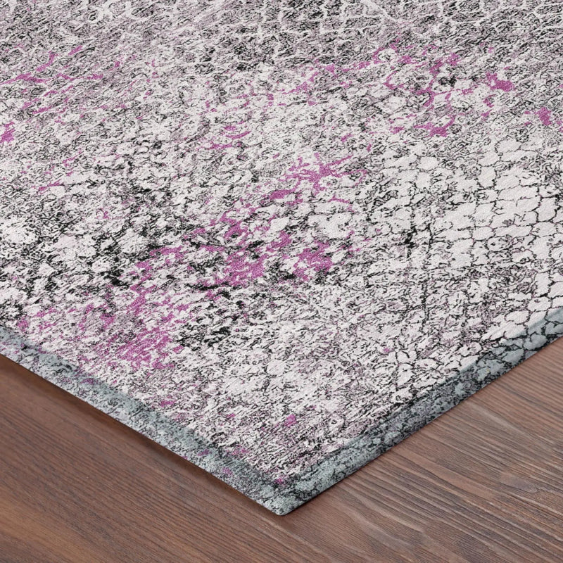 10' X 14' Pink And Pewter Abstract Washable Indoor Outdoor Area Rug Homeroots Outdoor