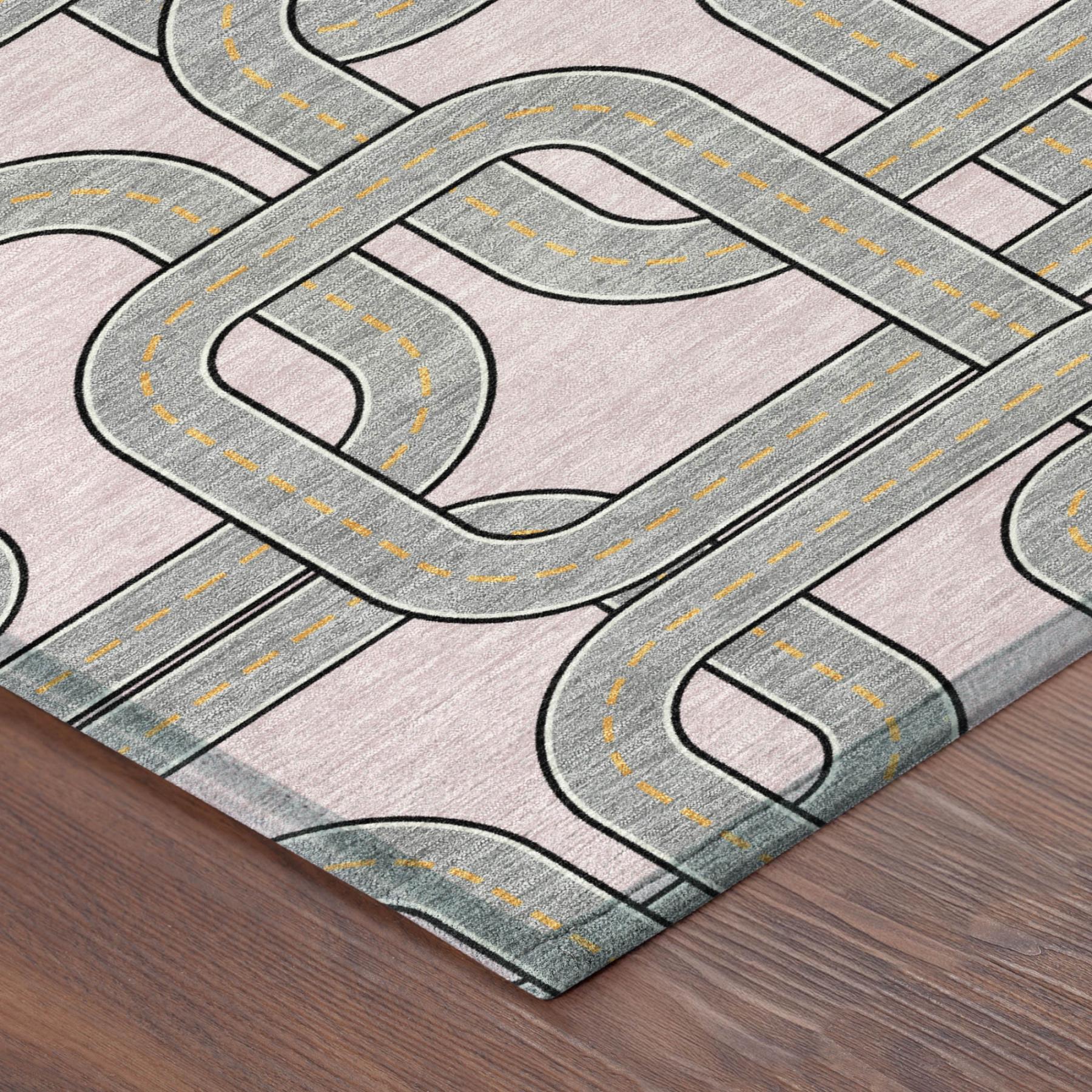 10' X 14' Pink And Pewter Geometric Washable Indoor Outdoor Area Rug Homeroots Outdoor