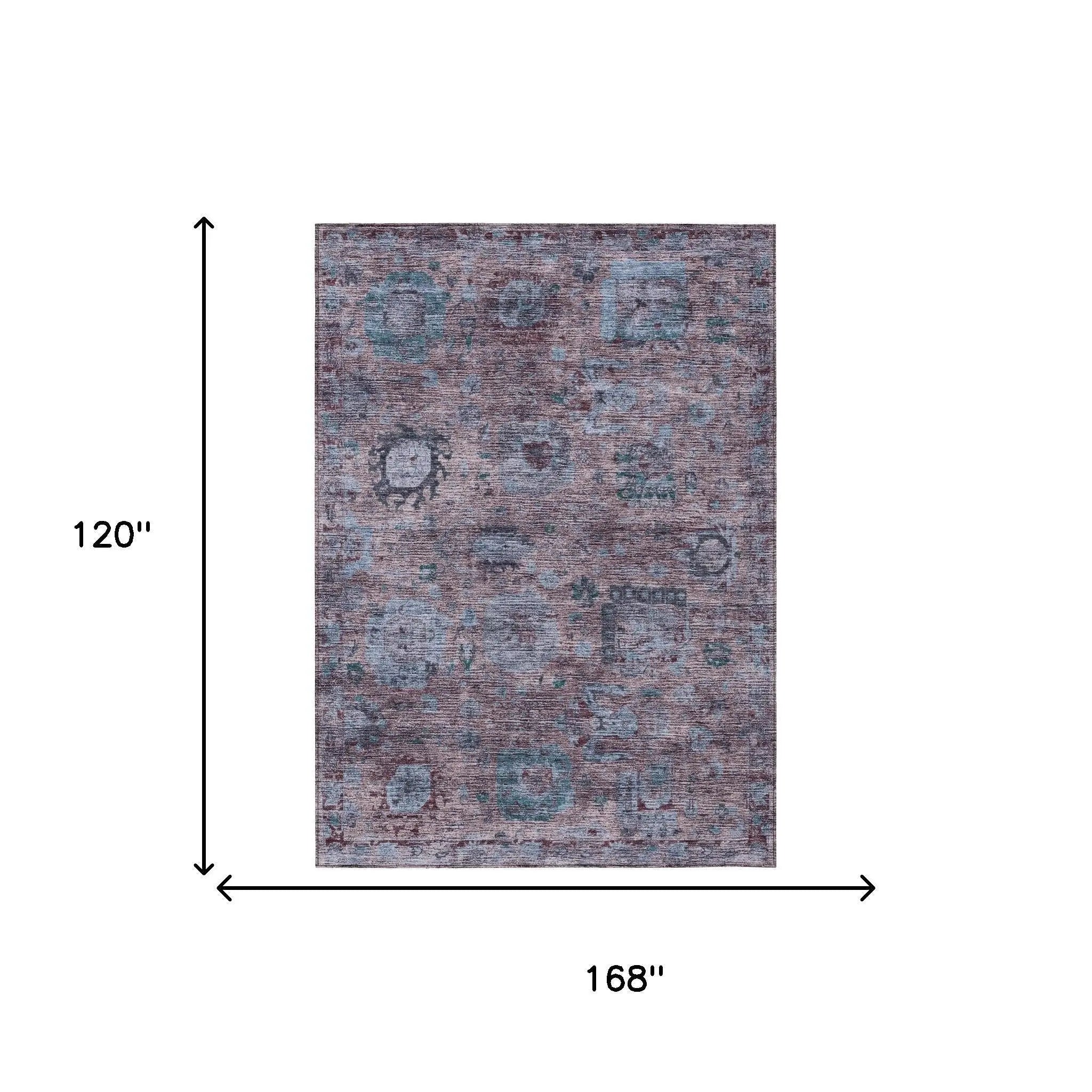 10' X 14' Plum And Brown Abstract Washable Indoor Outdoor Area Rug Homeroots Outdoor