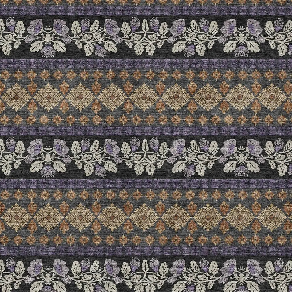 10' X 14' Plum And Copper Striped Washable Indoor Outdoor Area Rug Homeroots Outdoor
