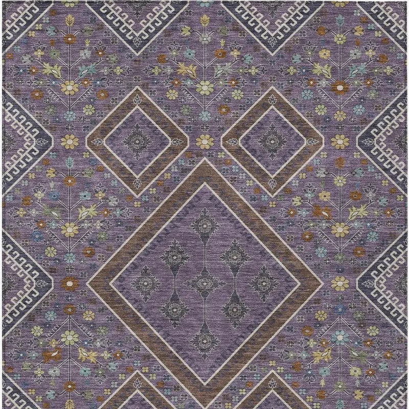 10' X 14' Plum And Eggplant Medallion Washable Indoor Outdoor Area Rug Homeroots Outdoor