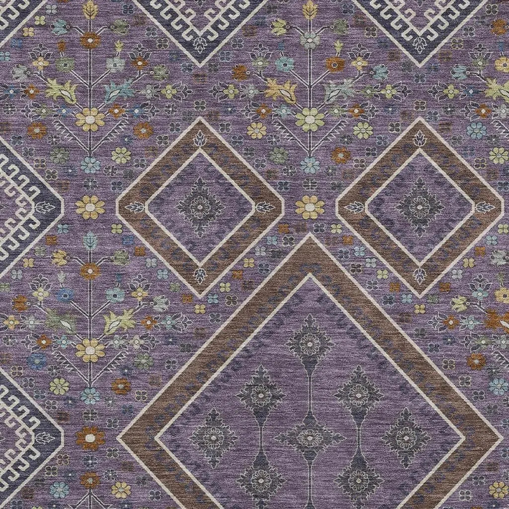 10' X 14' Plum And Eggplant Medallion Washable Indoor Outdoor Area Rug Homeroots Outdoor