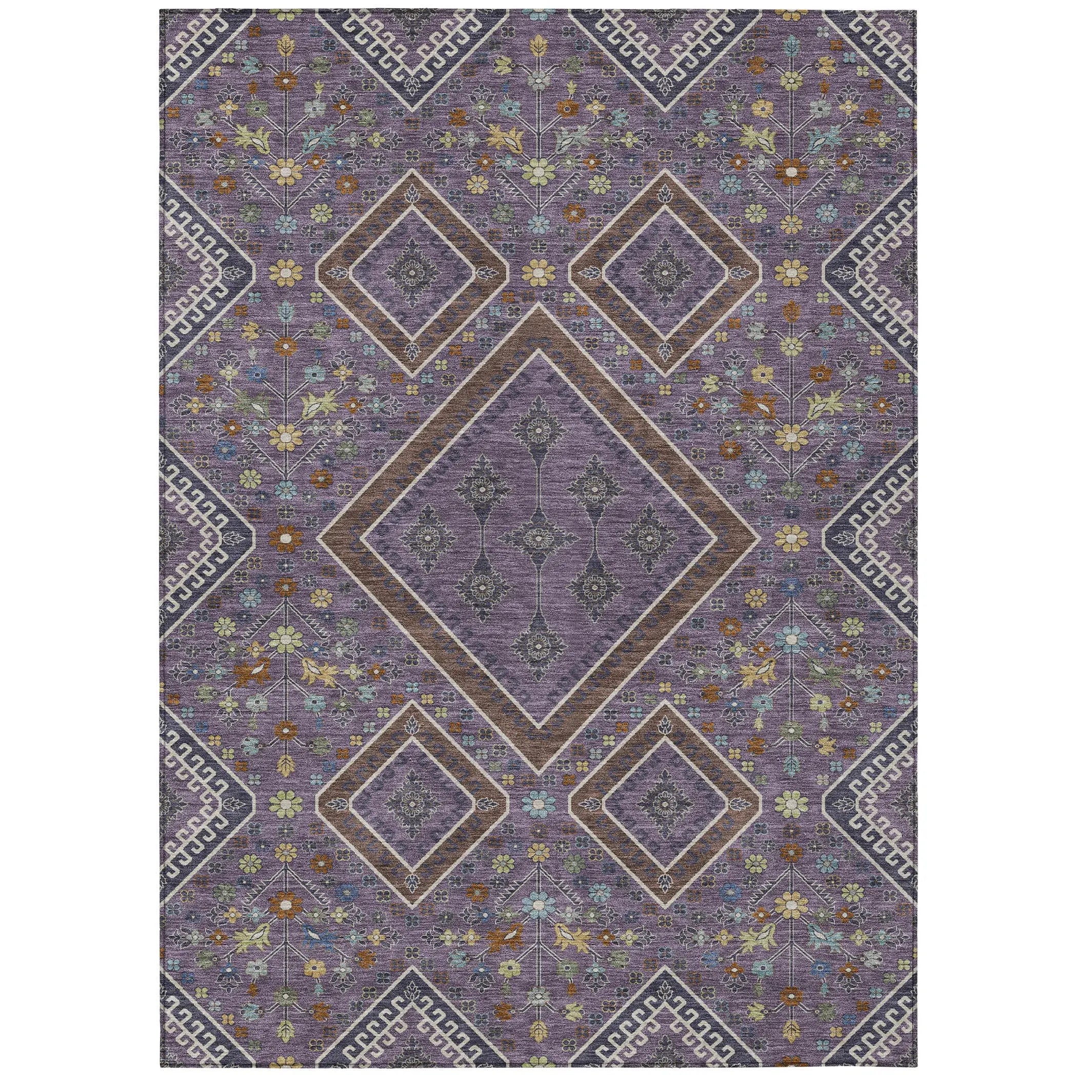 10' X 14' Plum And Eggplant Medallion Washable Indoor Outdoor Area Rug Homeroots Outdoor