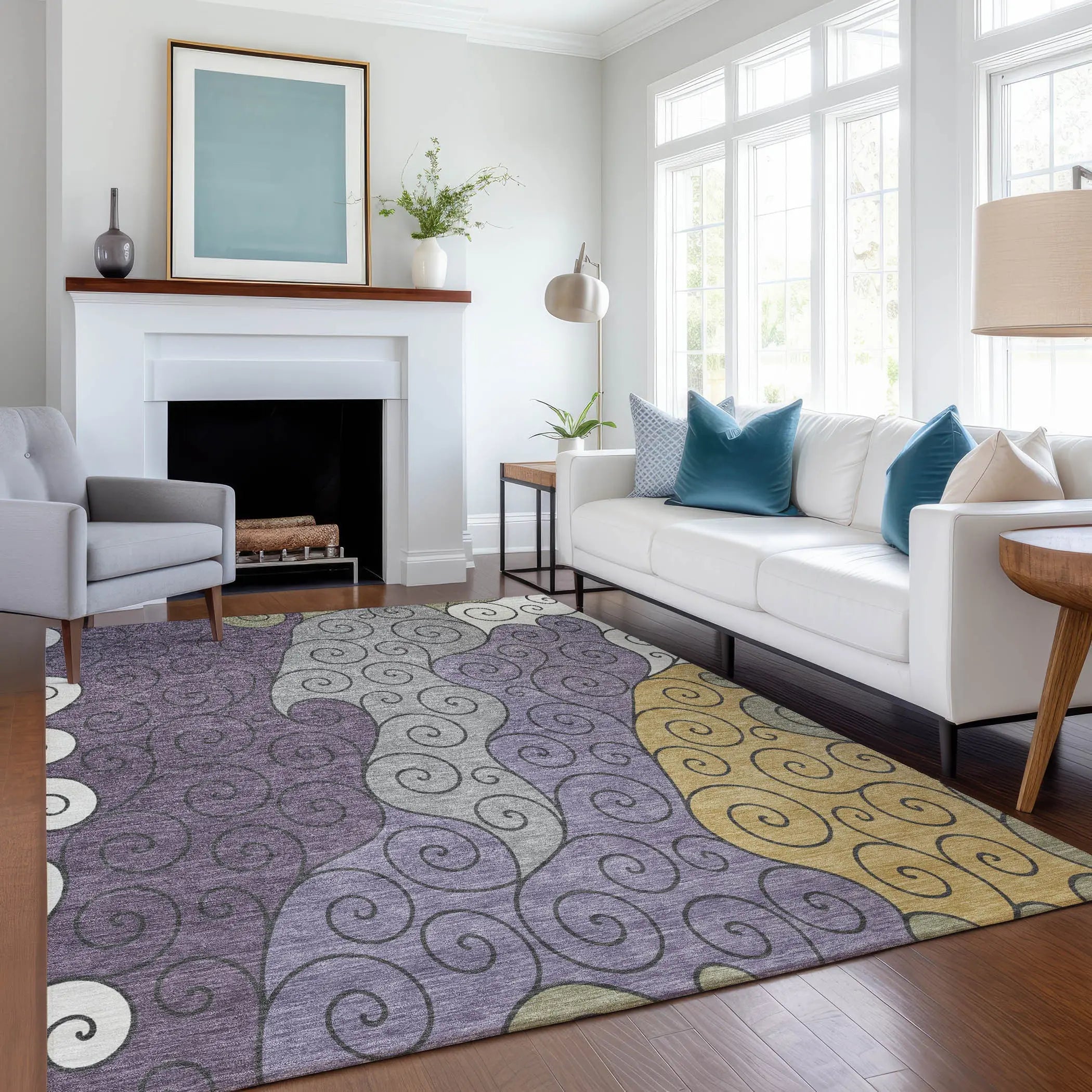 10' X 14' Plum And Gray Abstract Washable Indoor Outdoor Area Rug Homeroots Outdoor