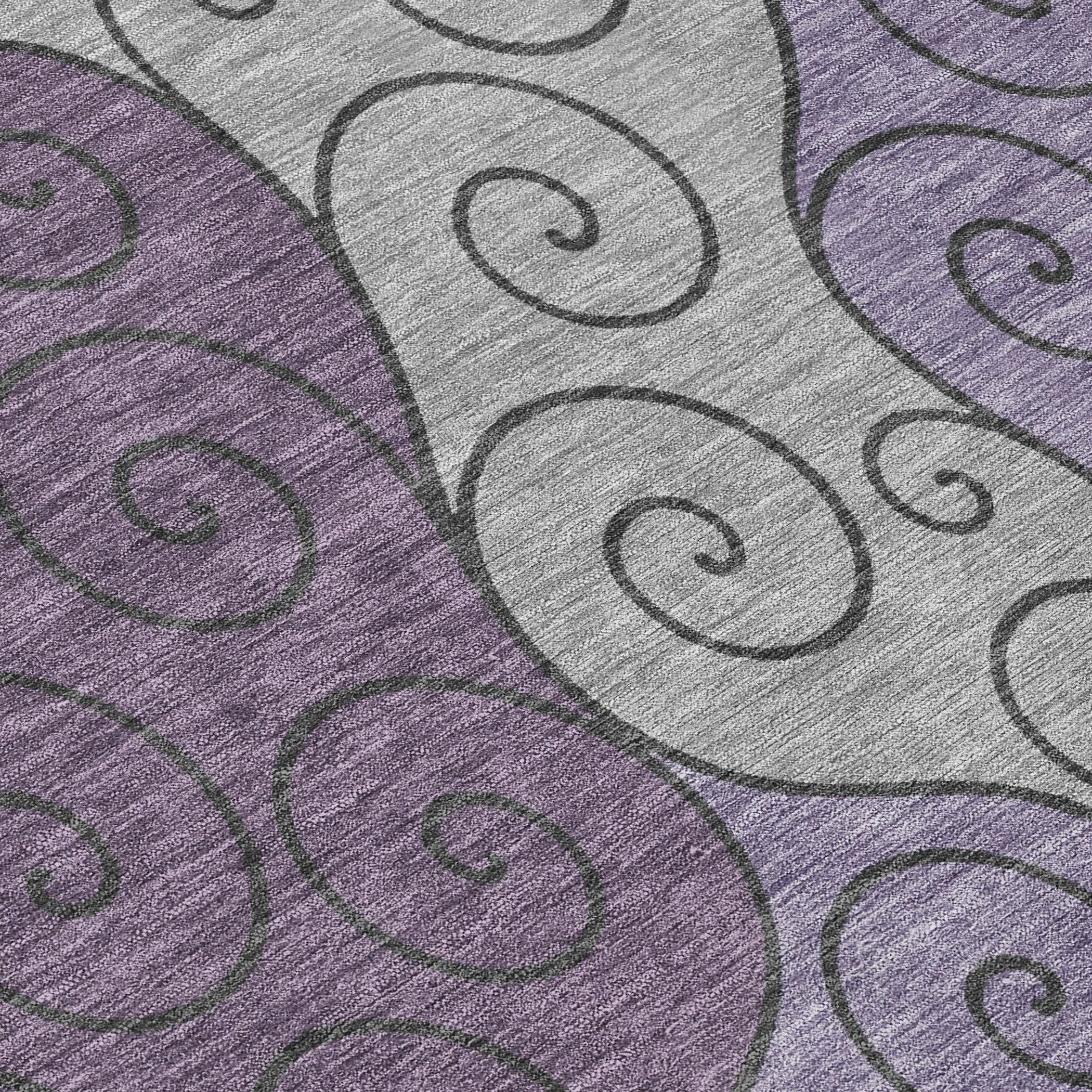 10' X 14' Plum And Gray Abstract Washable Indoor Outdoor Area Rug Homeroots Outdoor