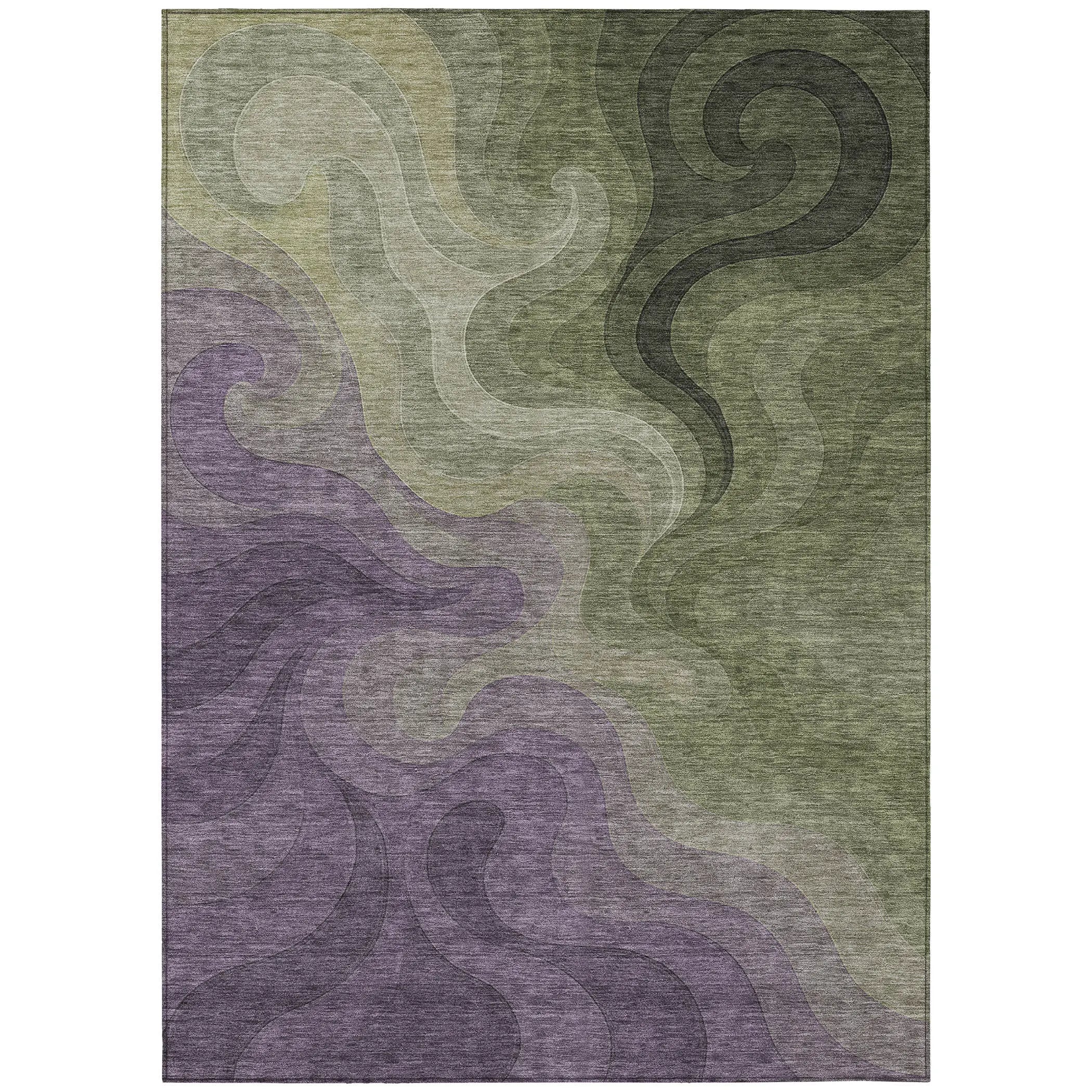 10' X 14' Plum And Green Abstract Washable Indoor Outdoor Area Rug Homeroots Outdoor