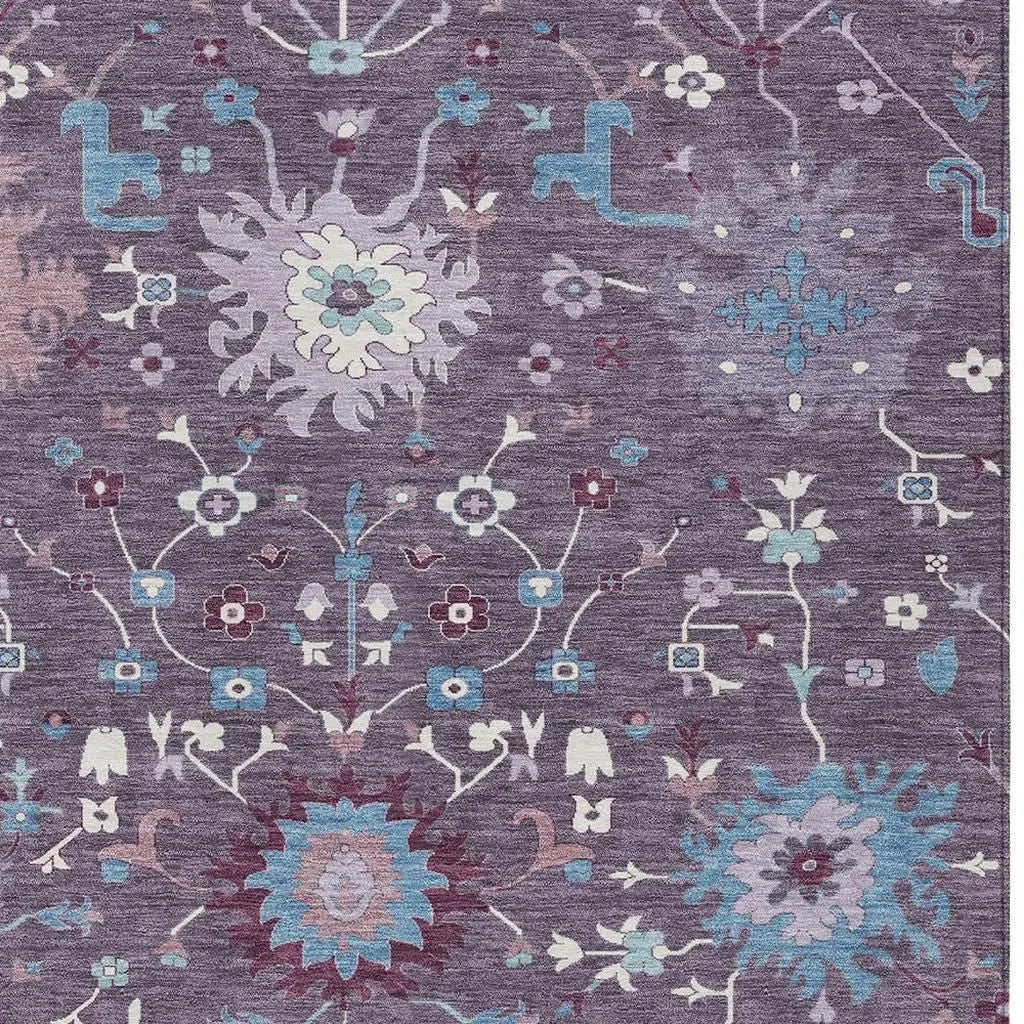 10' X 14' Plum And Lavender Faux Bois Washable Indoor Outdoor Area Rug Homeroots Outdoor