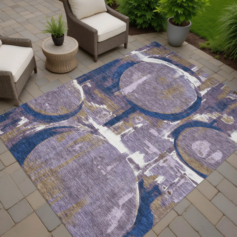 10' X 14' Plum And Purple Abstract Washable Indoor Outdoor Area Rug Homeroots Outdoor