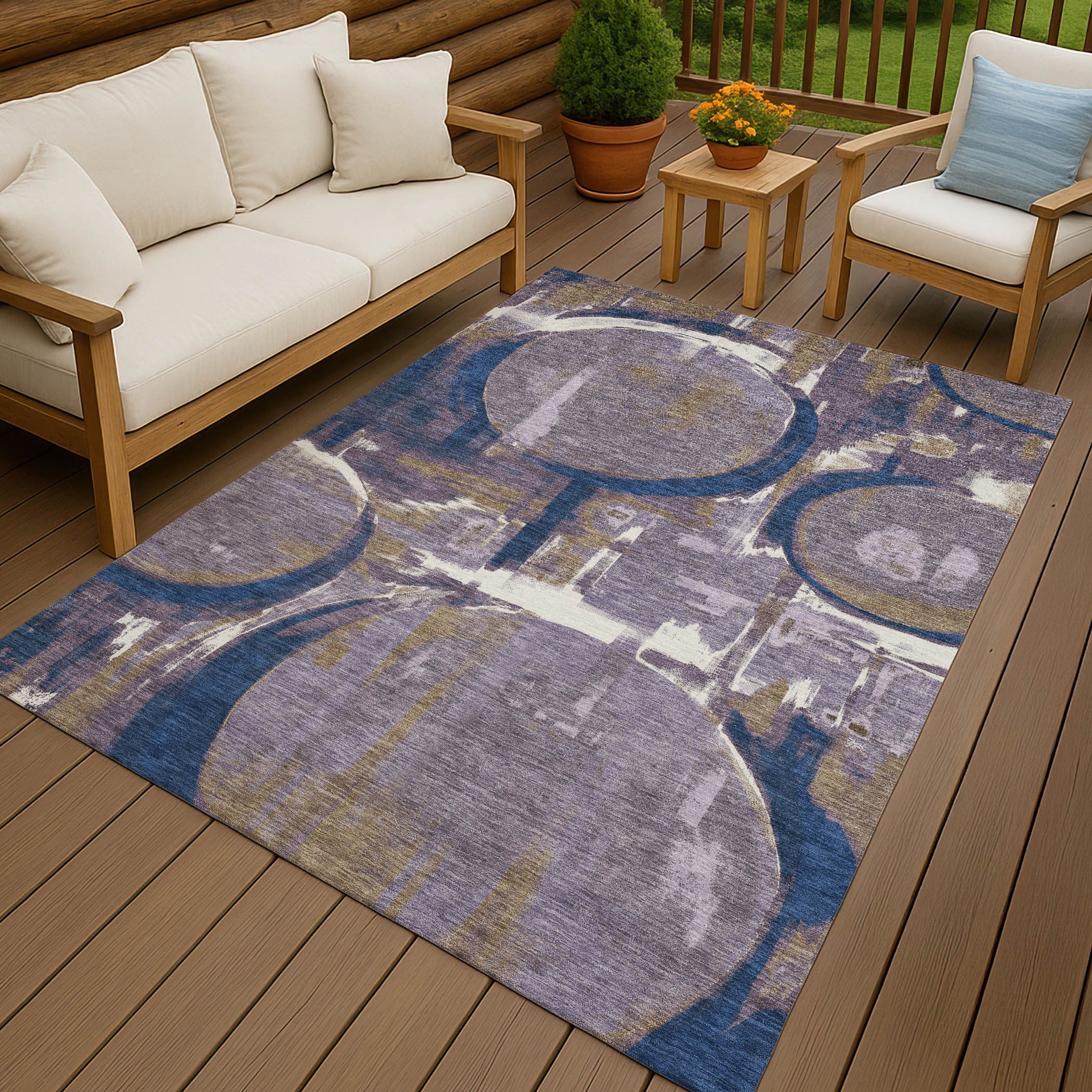 10' X 14' Plum And Purple Abstract Washable Indoor Outdoor Area Rug Homeroots Outdoor