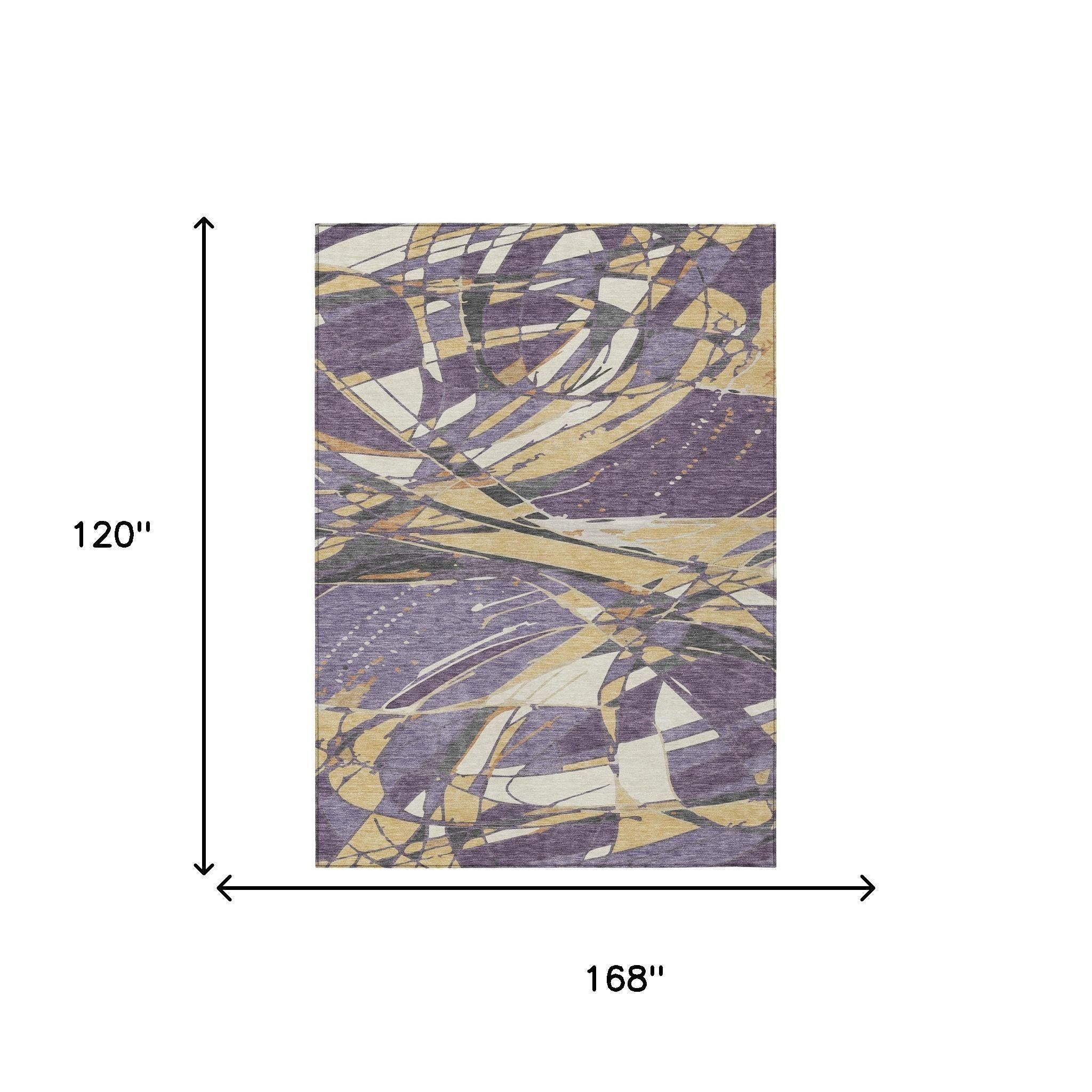 10' X 14' Plum And Purple Abstract Washable Indoor Outdoor Area Rug Homeroots Outdoor