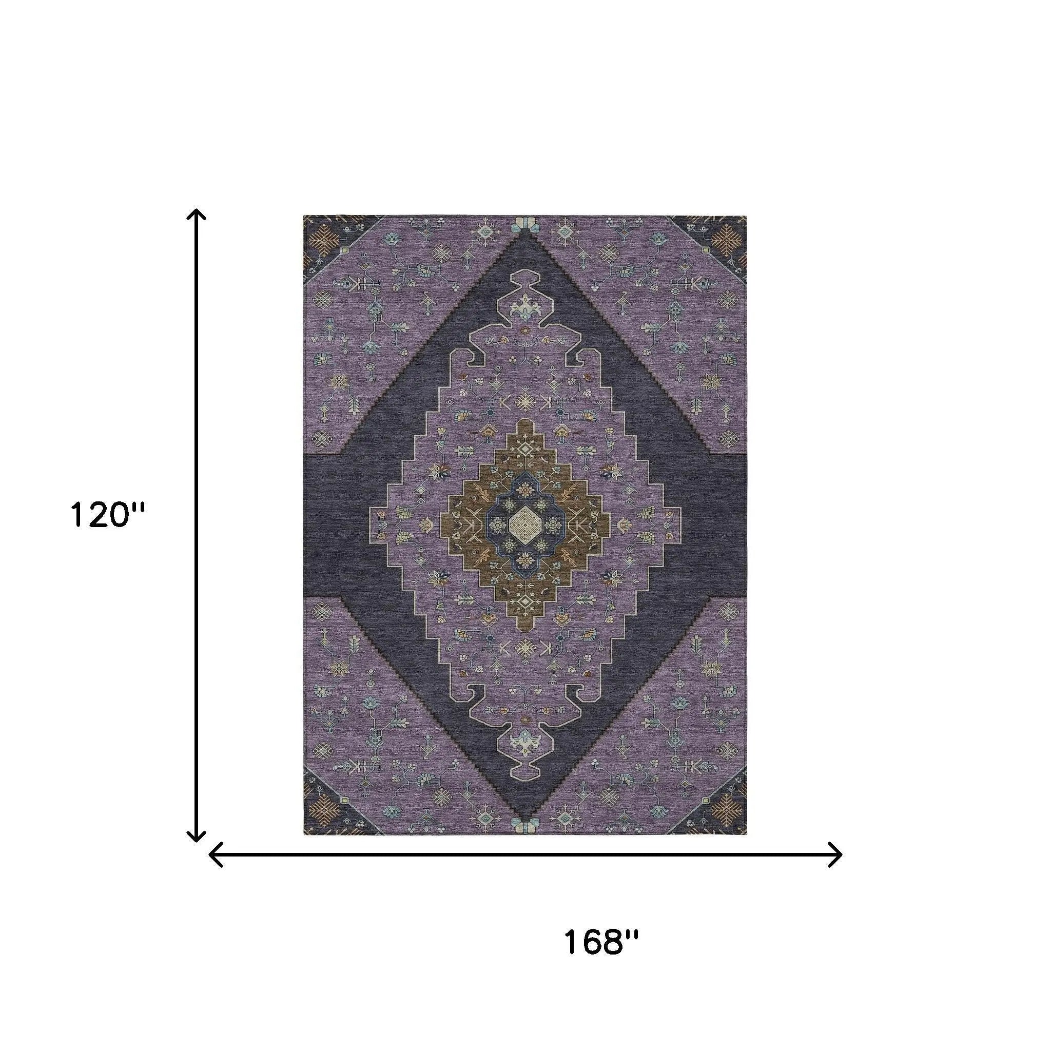 10' X 14' Plum And Purple Geometric Washable Indoor Outdoor Area Rug Homeroots Outdoor