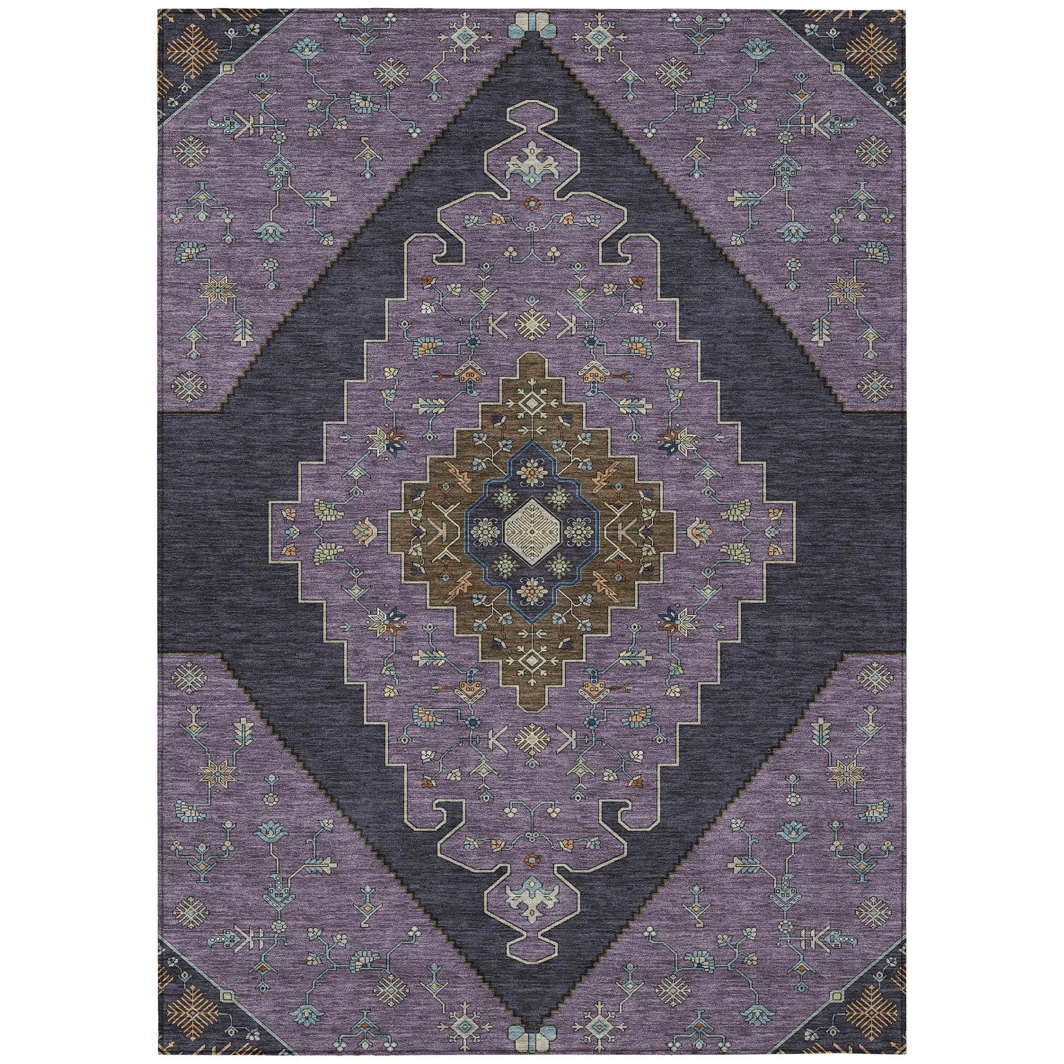 10' X 14' Plum And Purple Geometric Washable Indoor Outdoor Area Rug Homeroots Outdoor