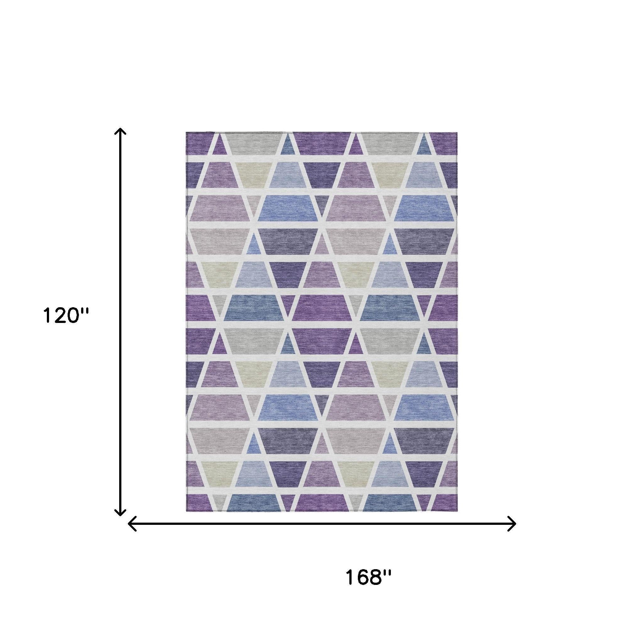 10' X 14' Plum And Purple Geometric Washable Indoor Outdoor Area Rug Homeroots Outdoor