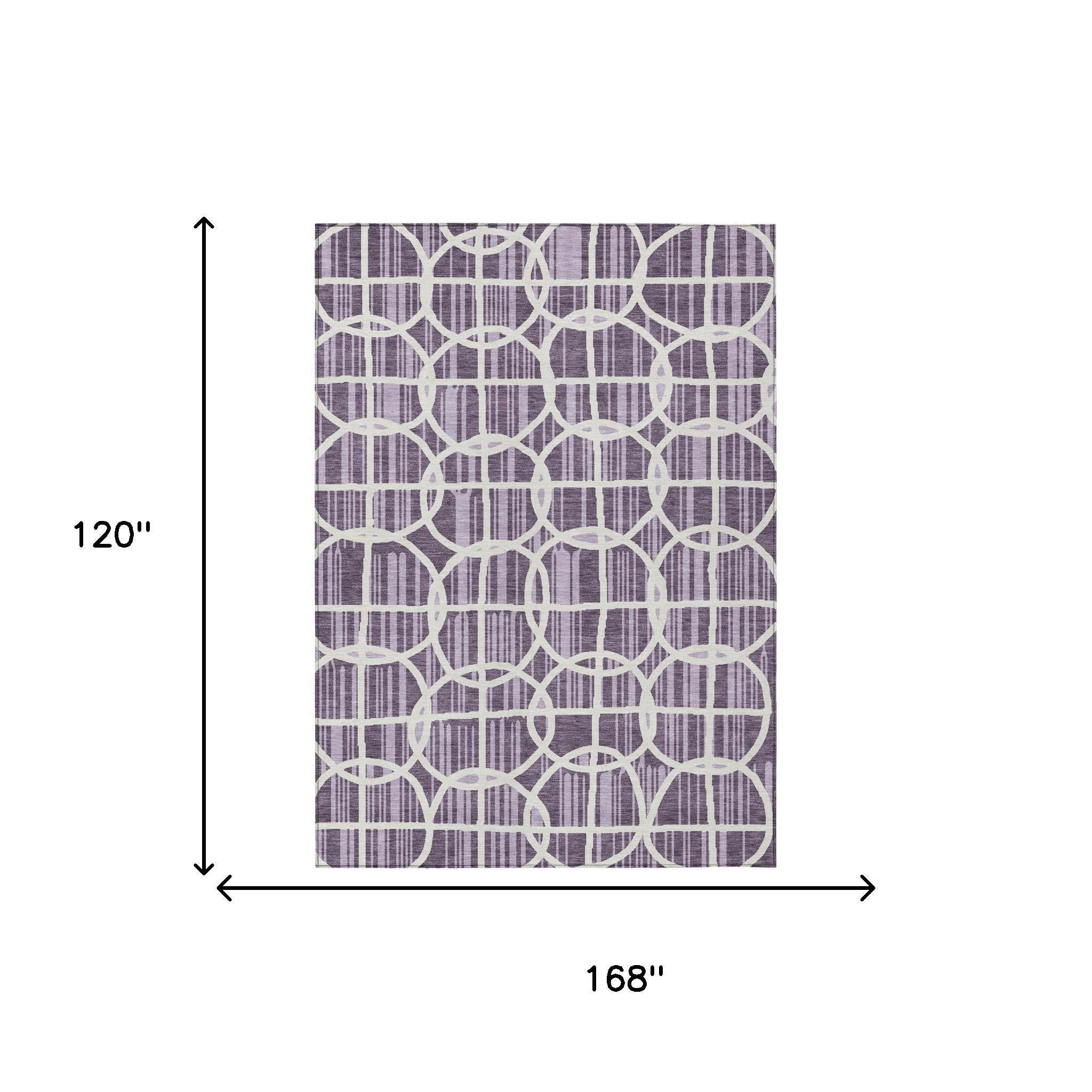 10' X 14' Plum And Purple Geometric Washable Indoor Outdoor Area Rug Homeroots Outdoor