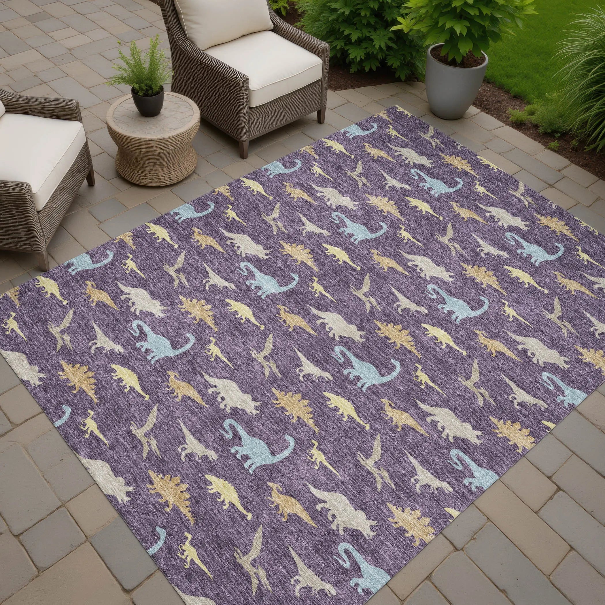 10' X 14' Plum And Purple Geometric Washable Indoor Outdoor Area Rug Homeroots Outdoor