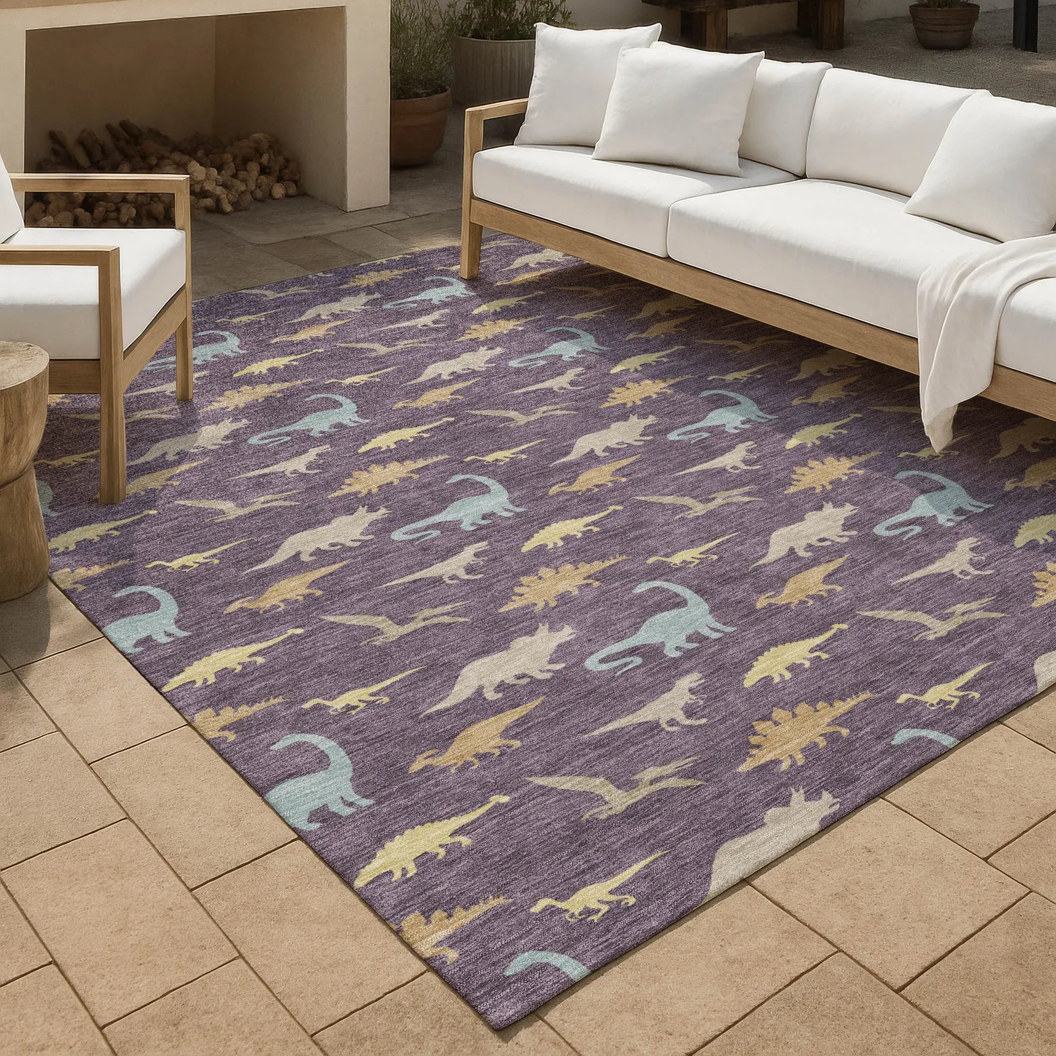 10' X 14' Plum And Purple Geometric Washable Indoor Outdoor Area Rug Homeroots Outdoor