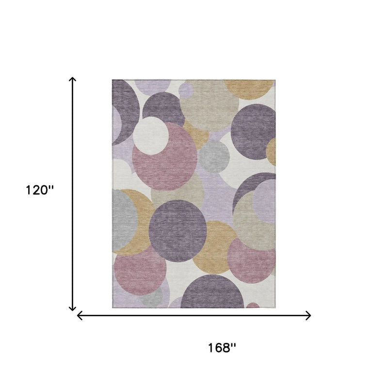 10' X 14' Plum And Purple Geometric Washable Indoor Outdoor Area Rug Homeroots Outdoor