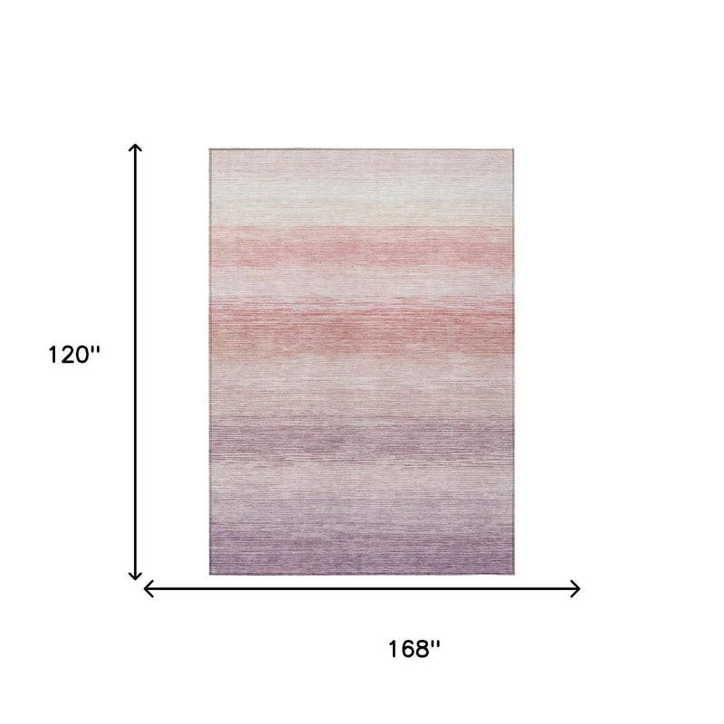 10' X 14' Plum And Purple Striped Washable Indoor Outdoor Area Rug Homeroots Outdoor