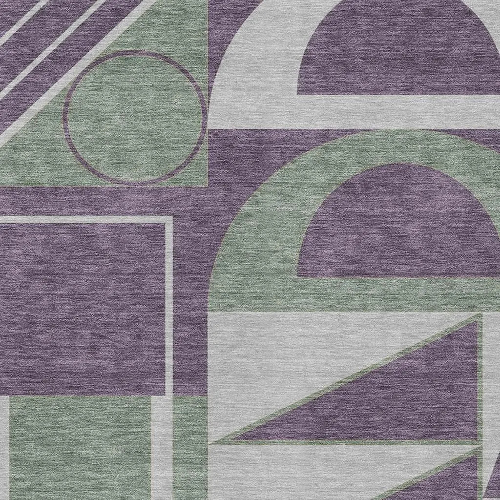10' X 14' Plum And Silver Geometric Washable Indoor Outdoor Area Rug Homeroots Outdoor