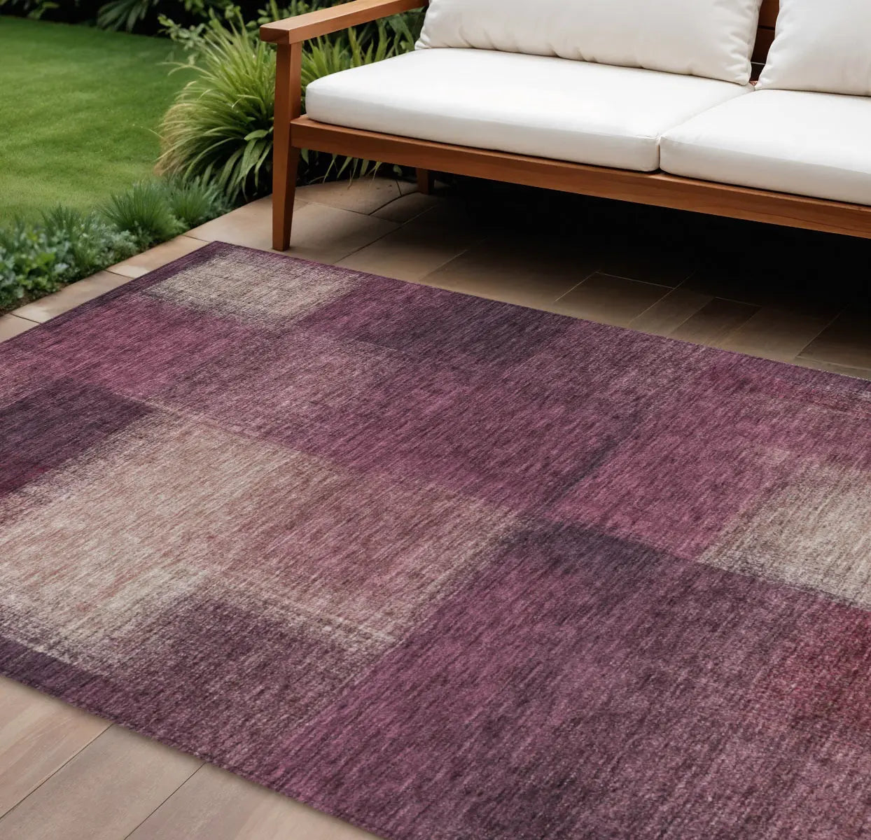 10' X 14' Plum Mauve And Beige Abstract Washable Indoor Outdoor Area Rug Homeroots Outdoor