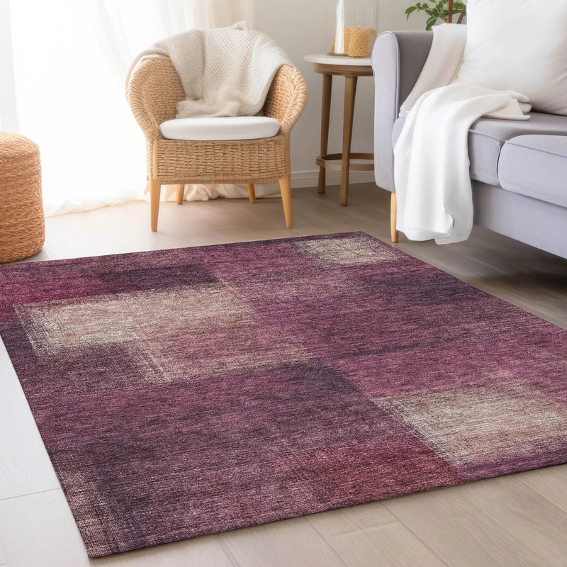 10' X 14' Plum Mauve And Beige Abstract Washable Indoor Outdoor Area Rug Homeroots Outdoor