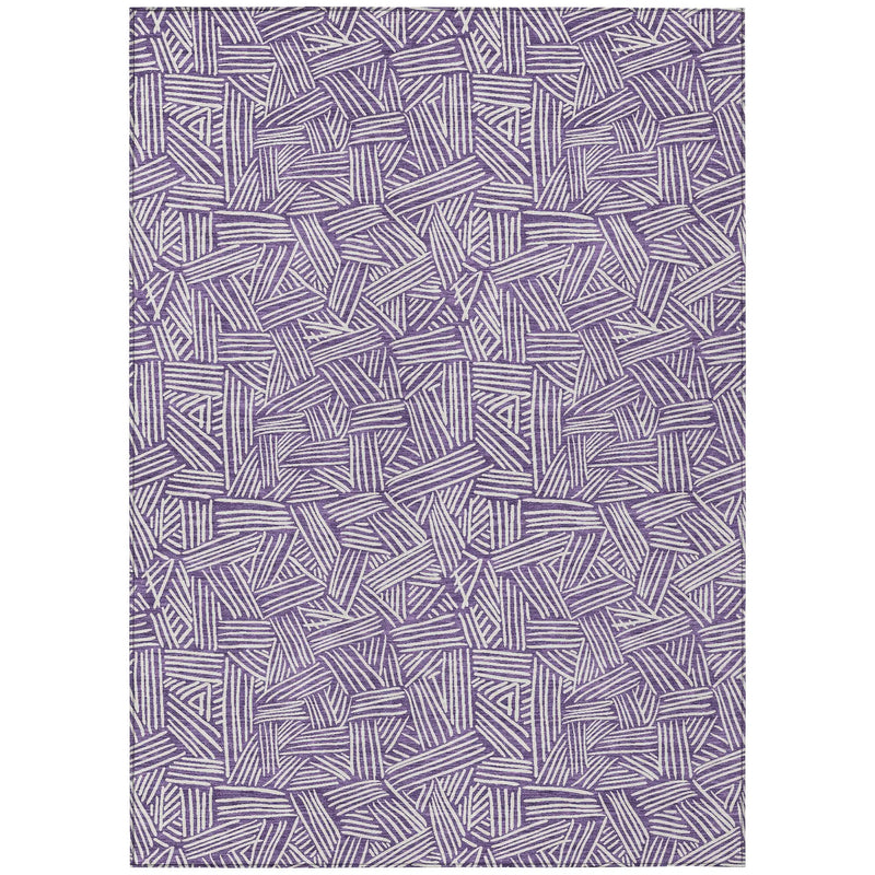 10' X 14' Purple And Beige Geometric Washable Indoor Outdoor Area Rug Homeroots Outdoor
